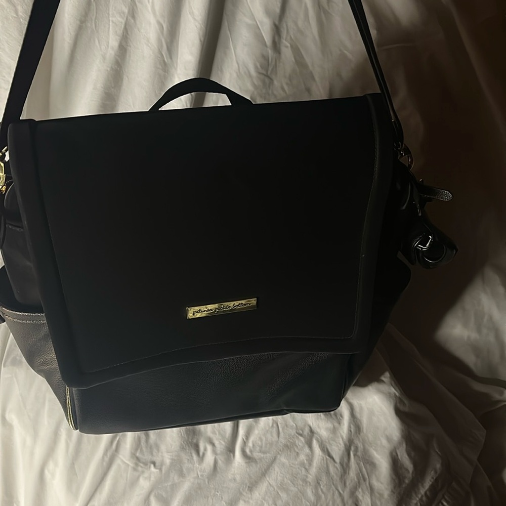 Petunia Pickle Bottom Black Messenger Bag Sleek Modern Design